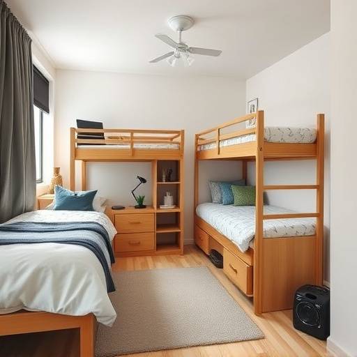 A modern and comfortable student dorm room