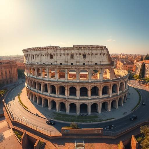 Aerial view of the Colosseum in Rome, Italy