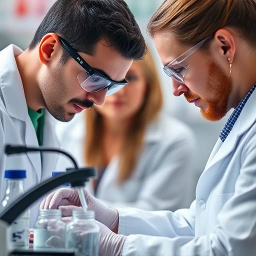 Biologists studying DNA sequences in a lab