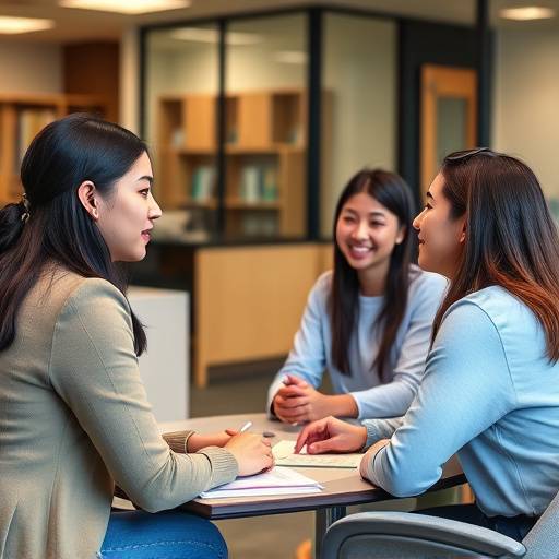 Students discussing financial aid options with an advisor