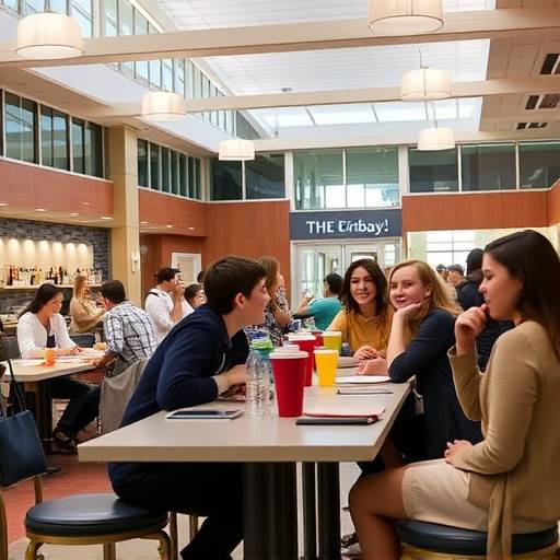 Students enjoying a meal in the campus dining hall